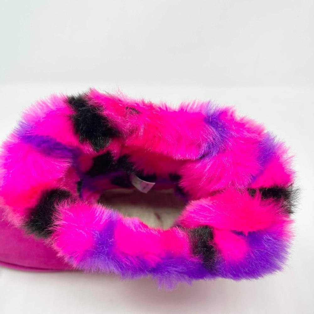 Ugg Mini Bailey Bow Boots Youth Girls 4 Pink Plaid Punk Rock Black Fur - Picture 8 of 10